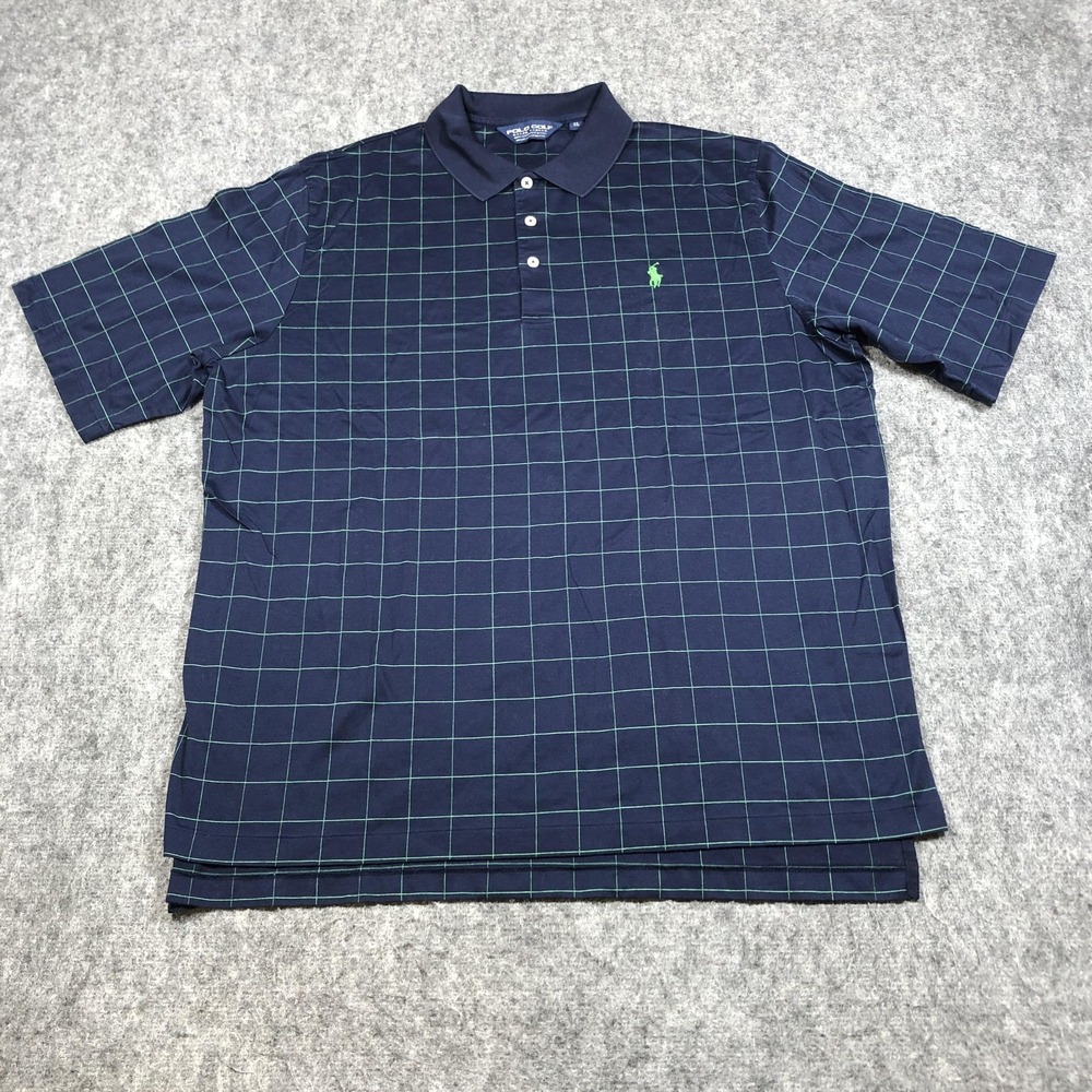 Polo Ralph Lauren Polo Shirt Mens XL Blue Green Windowpane Check Golf Classic